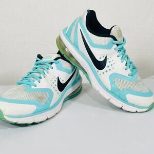 Nike Max Premiere Shoes Womens 7 White Blue Low Top Trainers Gym Sneakers